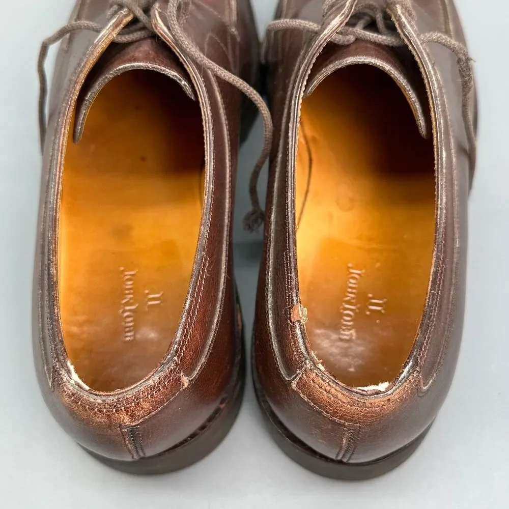 John Lobb Barros Mens 9 Dark Brown Leather Derby Shoes Lace-Up Low Top Casual